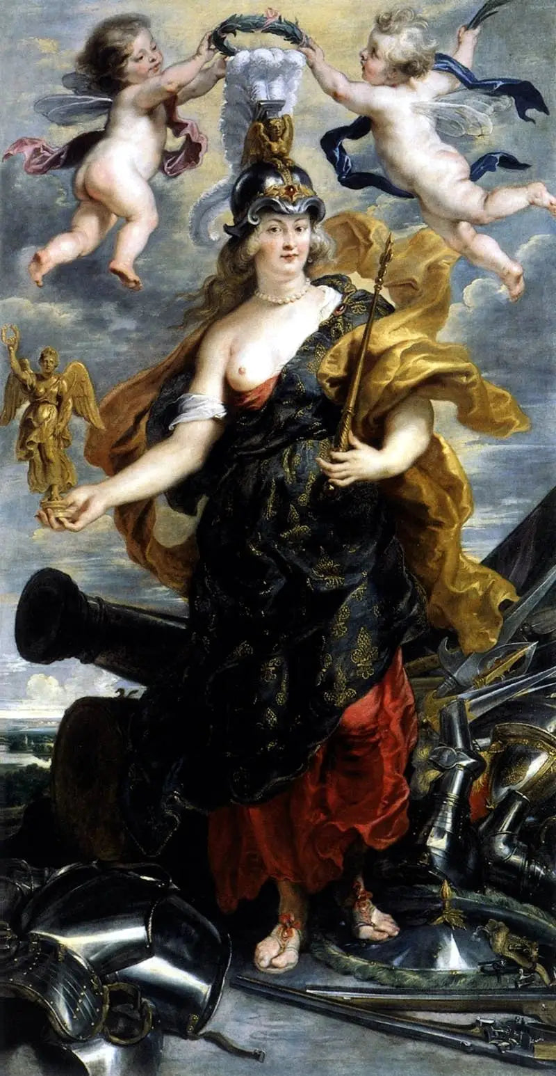 Porträt von Marie de Médicis mit Bellona - Peter Paul Rubens