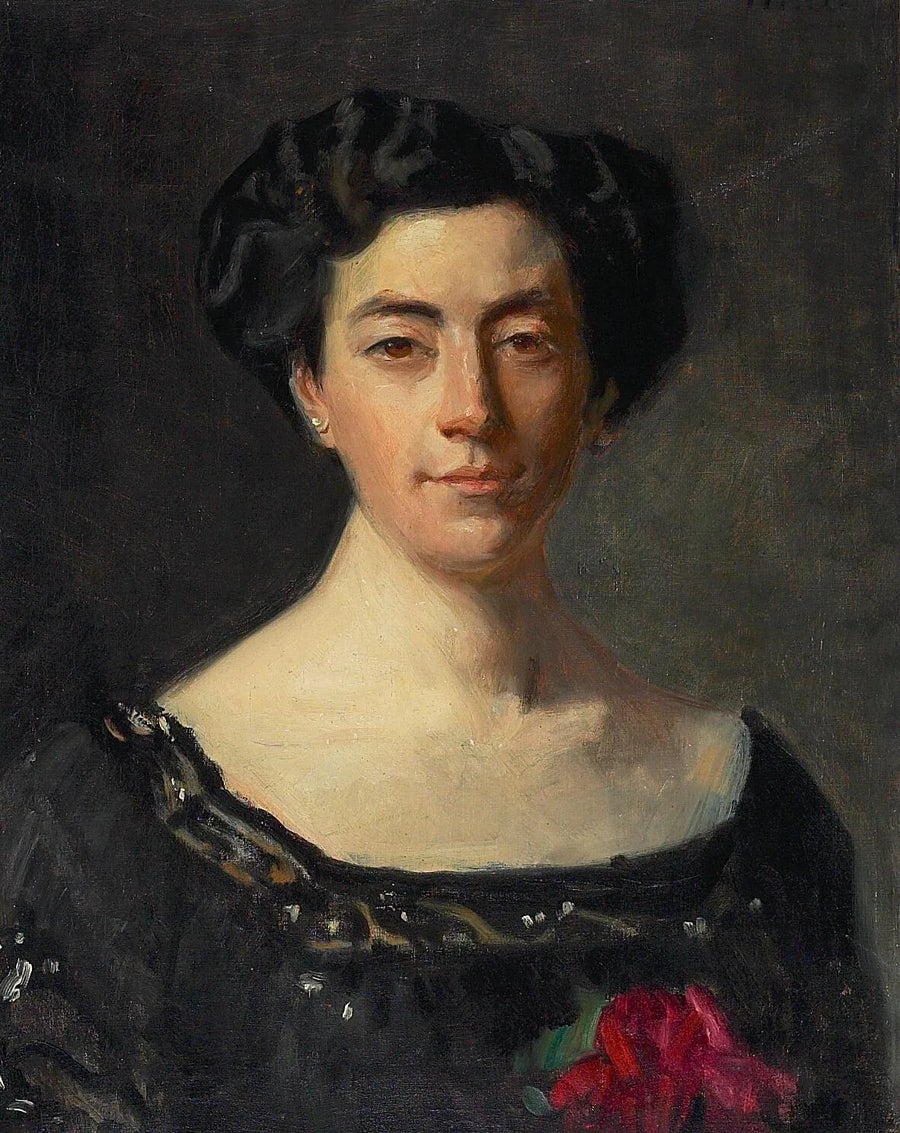 Porträt von Miss Neergaard in einem schwarzen Kleid. – Michael Peter Ancher