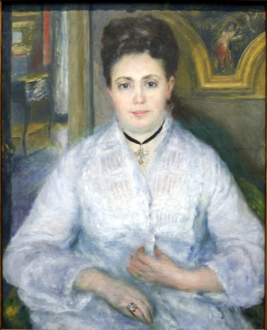 Porträt von Frau Chocquet in Weiß - Pierre-Auguste Renoir