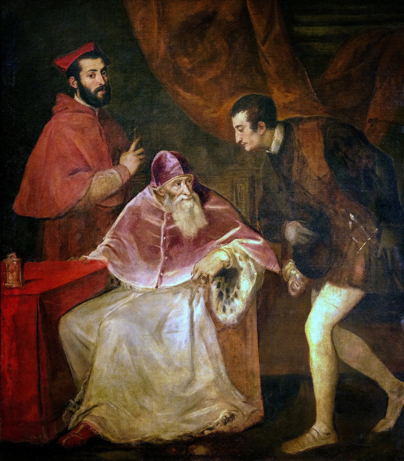 Portrait de Paul III mit seinen Enkeln - Titian