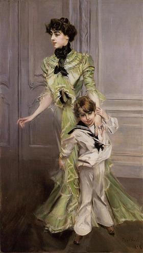 Porträt von Pauline Hugo mit ihrem Sohn Jean - Giovanni Boldini