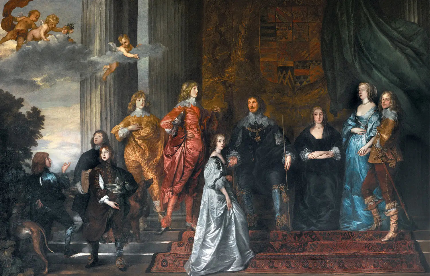 Portrait de Philip Herbert, 4e comte de Pembroke, de sa seconde épouse Lady Anne Clifford, 14e baronne de Clifford et de ses enfants survivants de son premier mariage et de Lady Mary Villiers - Antoine van Dyck image 1 reproduction artisanale de tableau