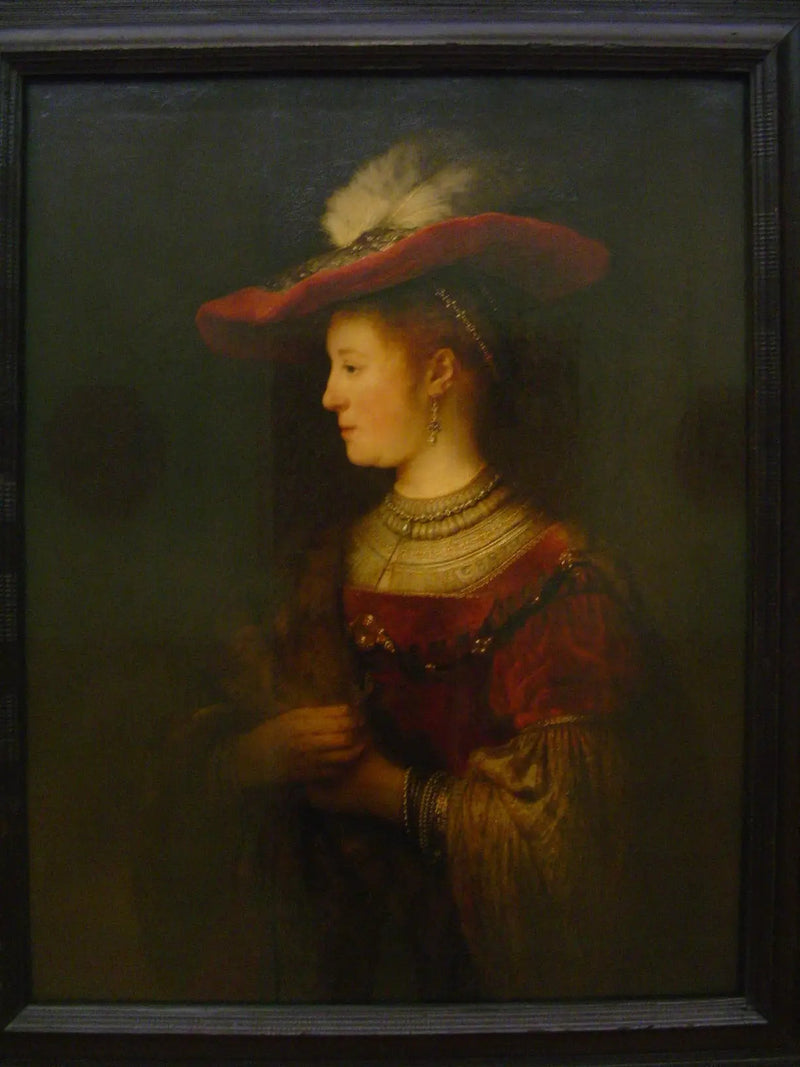 Porträt von Saskia mit einem Hut - Rembrandt