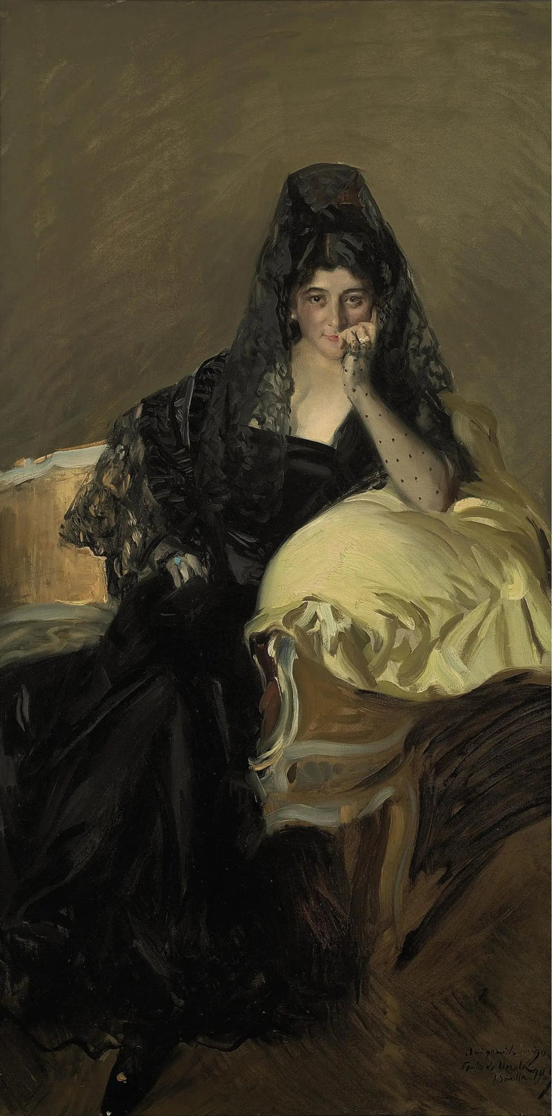 Porträt der Señora de Urcola mit einem schwarzen Schleier - Joaquín Sorolla