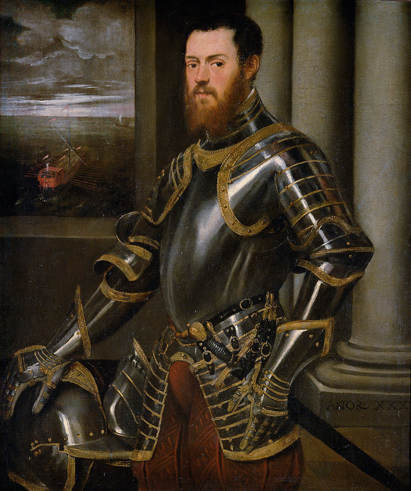 Porträt von Sigismund August mit einer königlichen Galeere - Jacopo Tintoretto