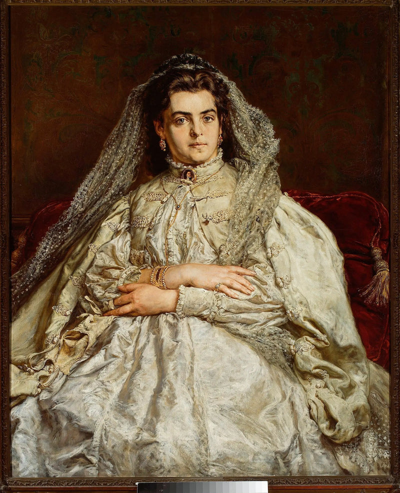 Porträt von Teodora Matejko geborene Giebułtowska in Brautkleid. - Jan Matejko