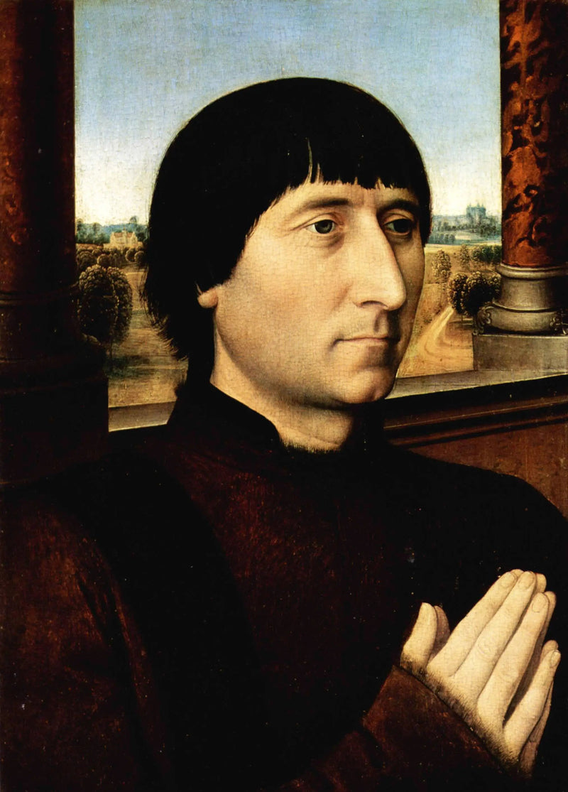 Porträt von Willem Moreel, Ehemann von Barbara van Vlaendenbergh - Hans Memling