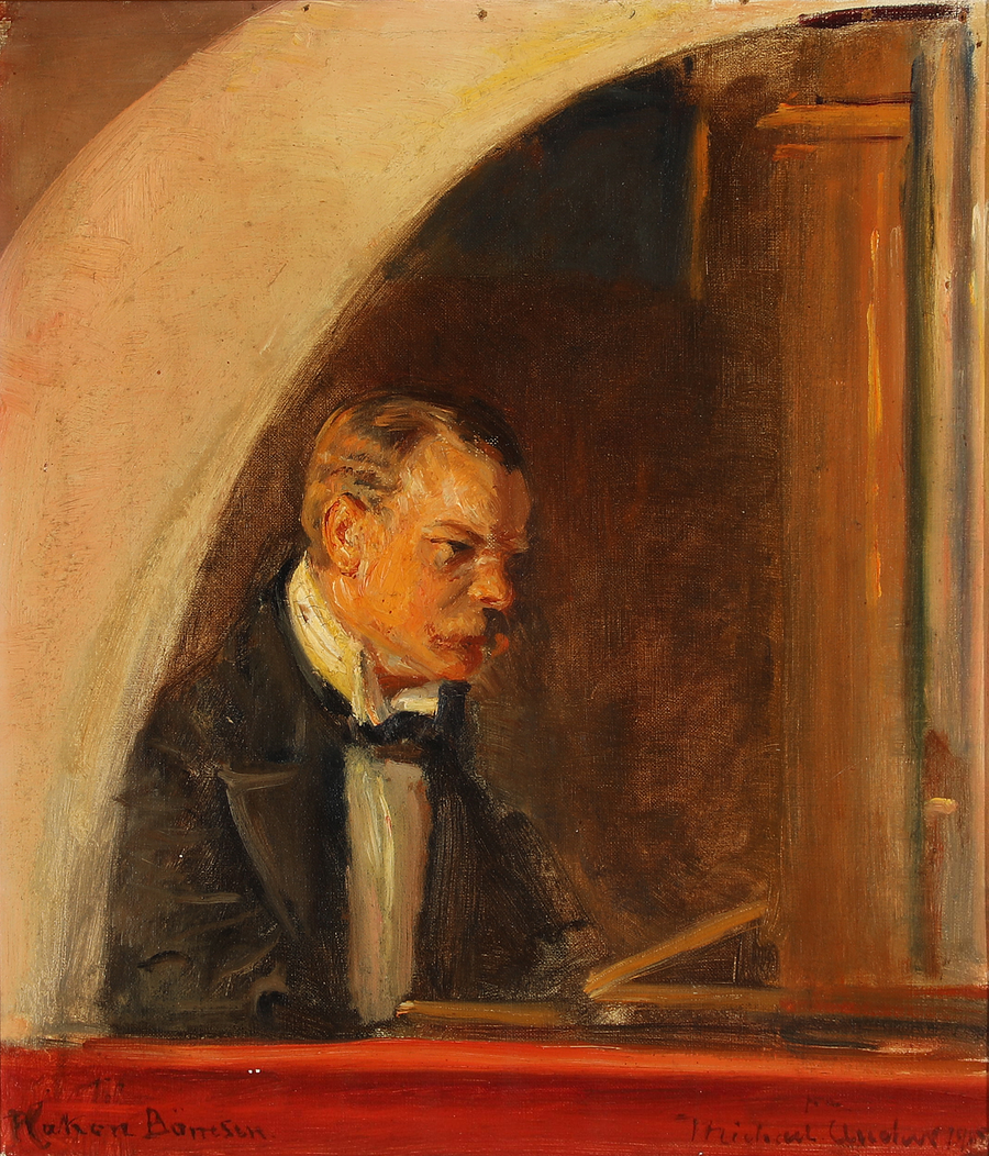 Porträt des Komponisten Hakon Bärresen. -Michael Peter Ancher