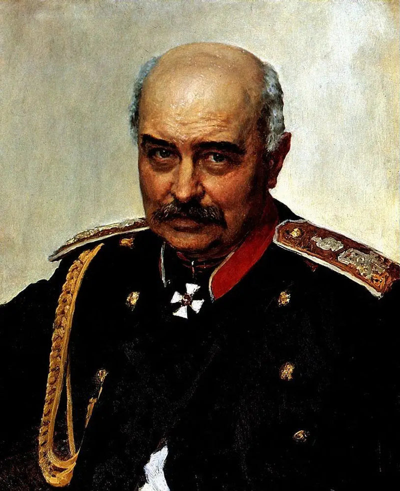 Porträt des Generals und Staatsmannes Mikhaïl Ivanovitch Dragomirov. - Ilya Repin