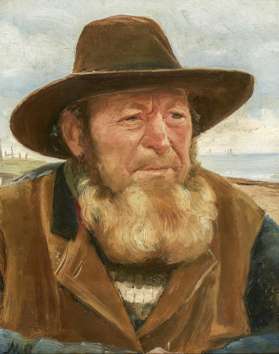 Porträt des Fischers Ole Svendsen an der Küste - Michael Peter Ancher