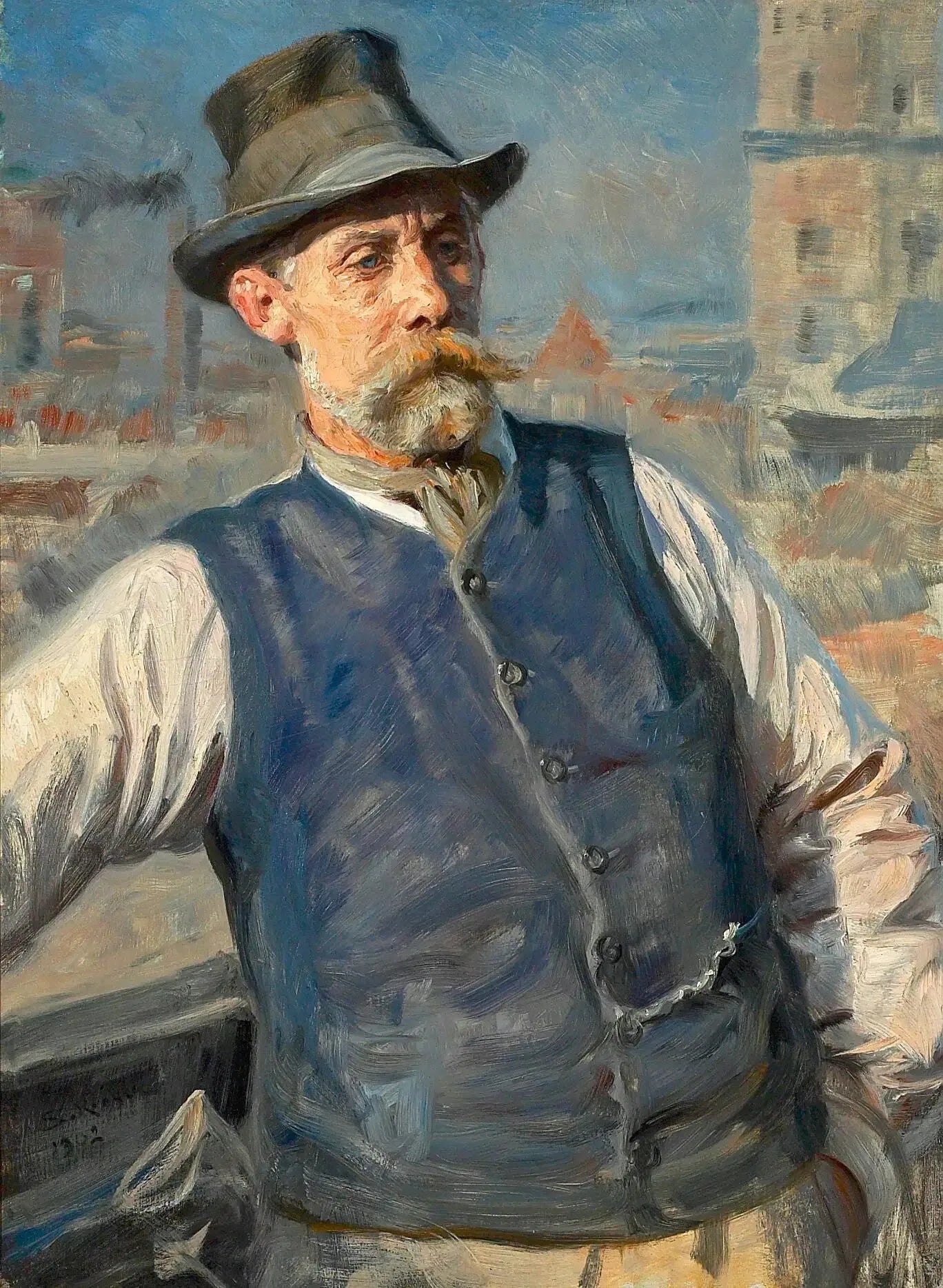 Portrait du président de l'entreprise de maçonnerie Heinrich Krone. - Peder Severin Krøyer image 1 tableau peint à l’huile sur toile