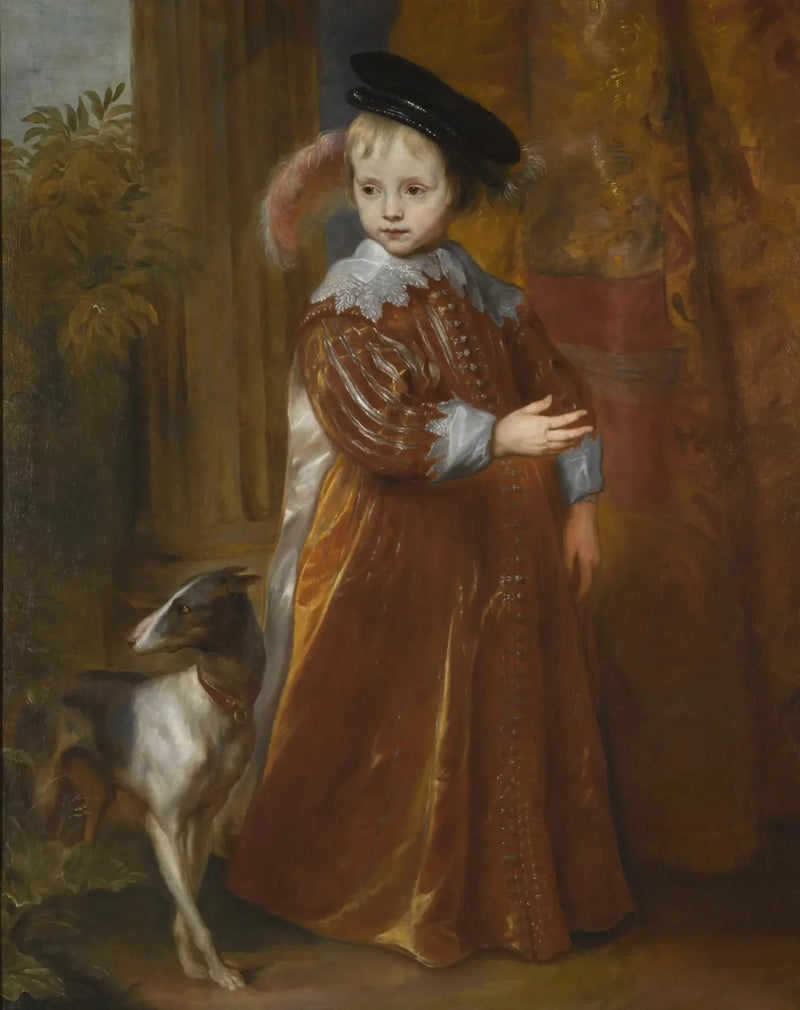 Portrait des Prinzen Wilhelm II von Oranien als junger Junge, mit einem Hund - Antoine van Dyck