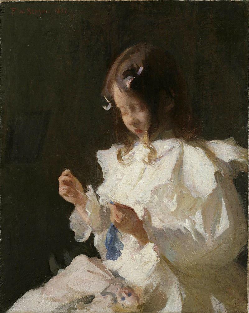Porträt eines Kindes beim Nähen - Frank Weston Benson