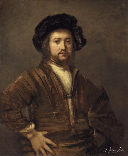 Portrait d'un homme avec ses bras reposant sur le côté - Rembrandt van Rijn - Reproductions de tableaux et peintures haut de gamme