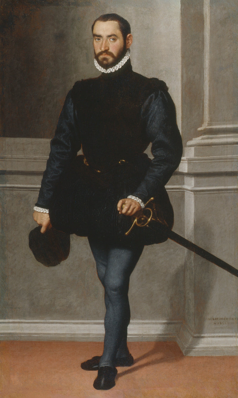 Porträt eines bärtigen Mannes in Schwarz - Giovanni Battista Moroni