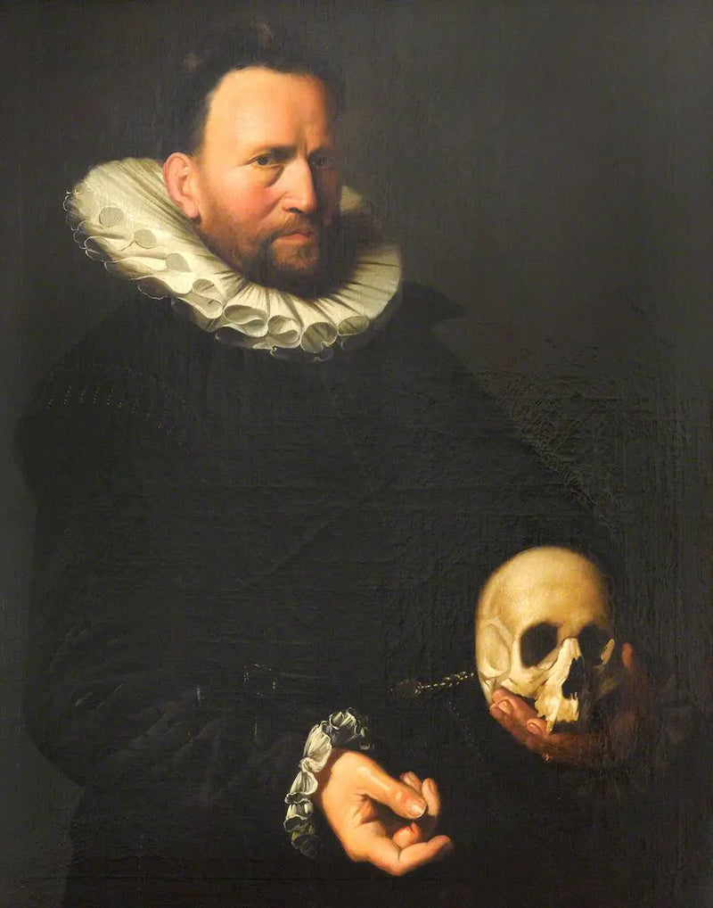 Portrait eines Mannes, der einen Schädel hält - Frans Hals