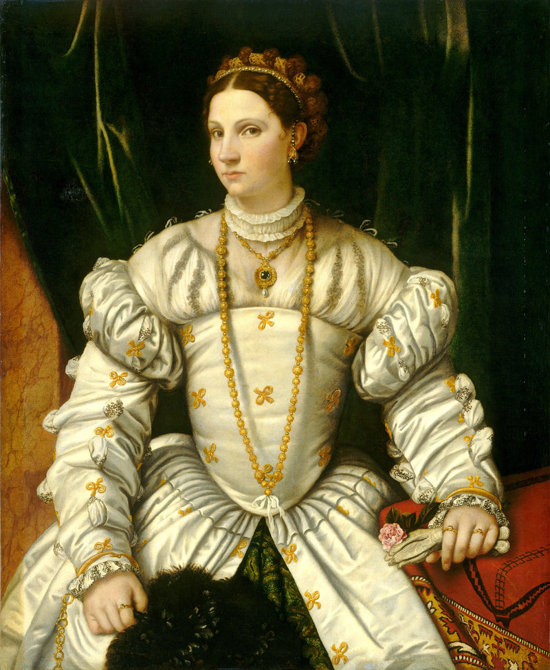Porträt einer Dame in Weiß, möglicherweise Barbara Radziwill (1520/23-1551), Königin von Polen - Alessandro Bonvicino