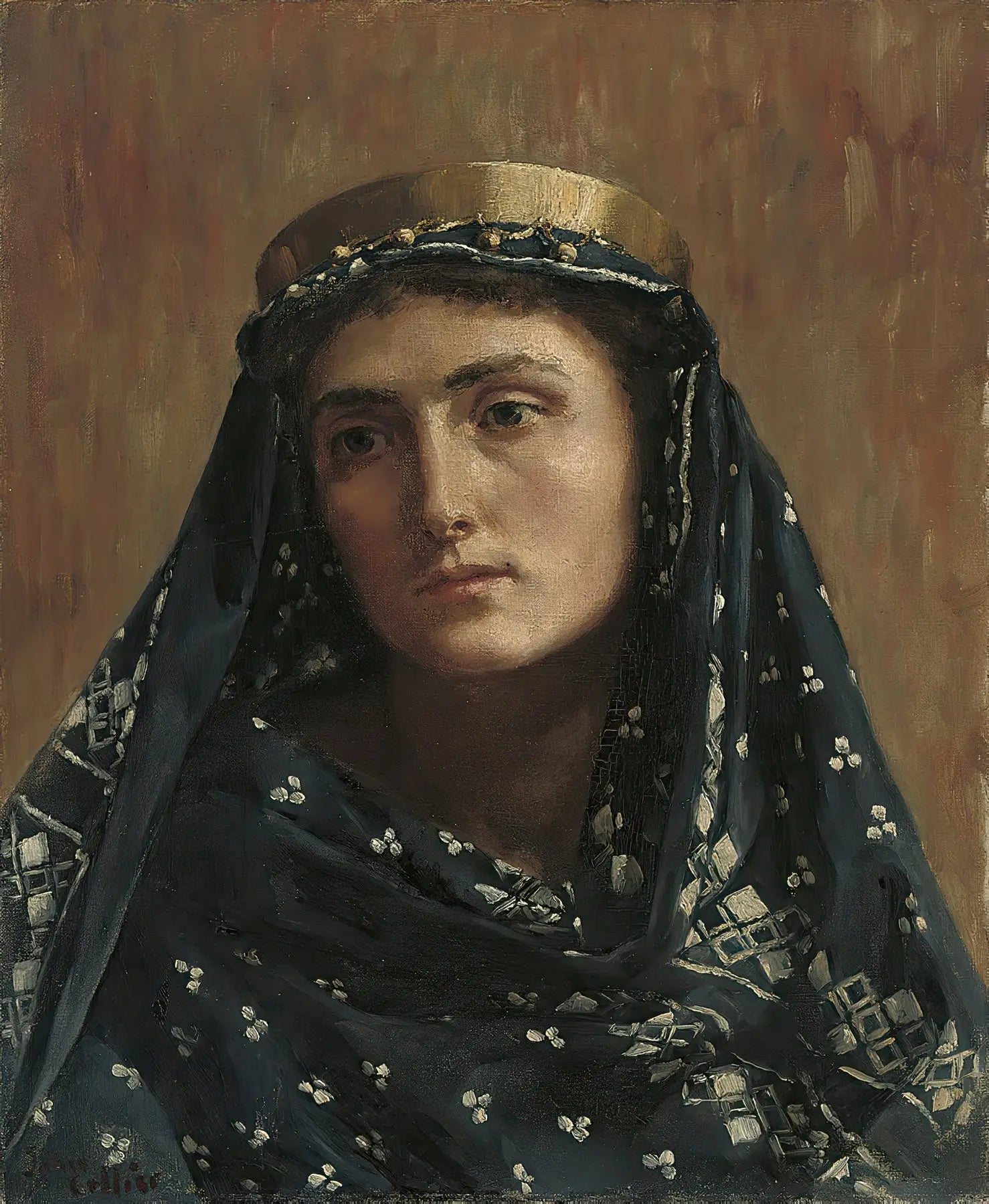 Reproduction du tableau « Portrait d'une dame en robe orientale - John Collier » par Alpha Reproduction en peinture à l’huile