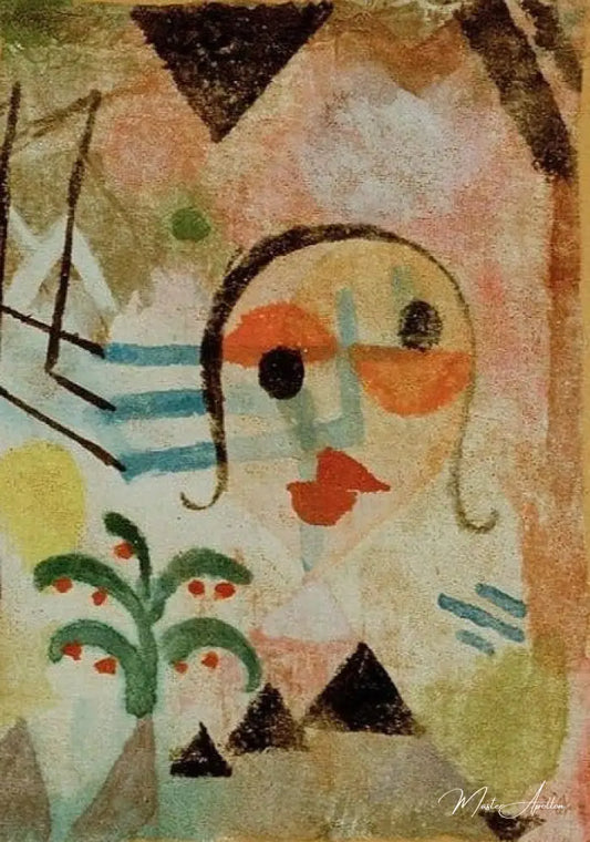 Portrait d'une personne aux cheveux longs, 1917 - Paul Klee - Reproductions de tableaux et peintures haut de gamme