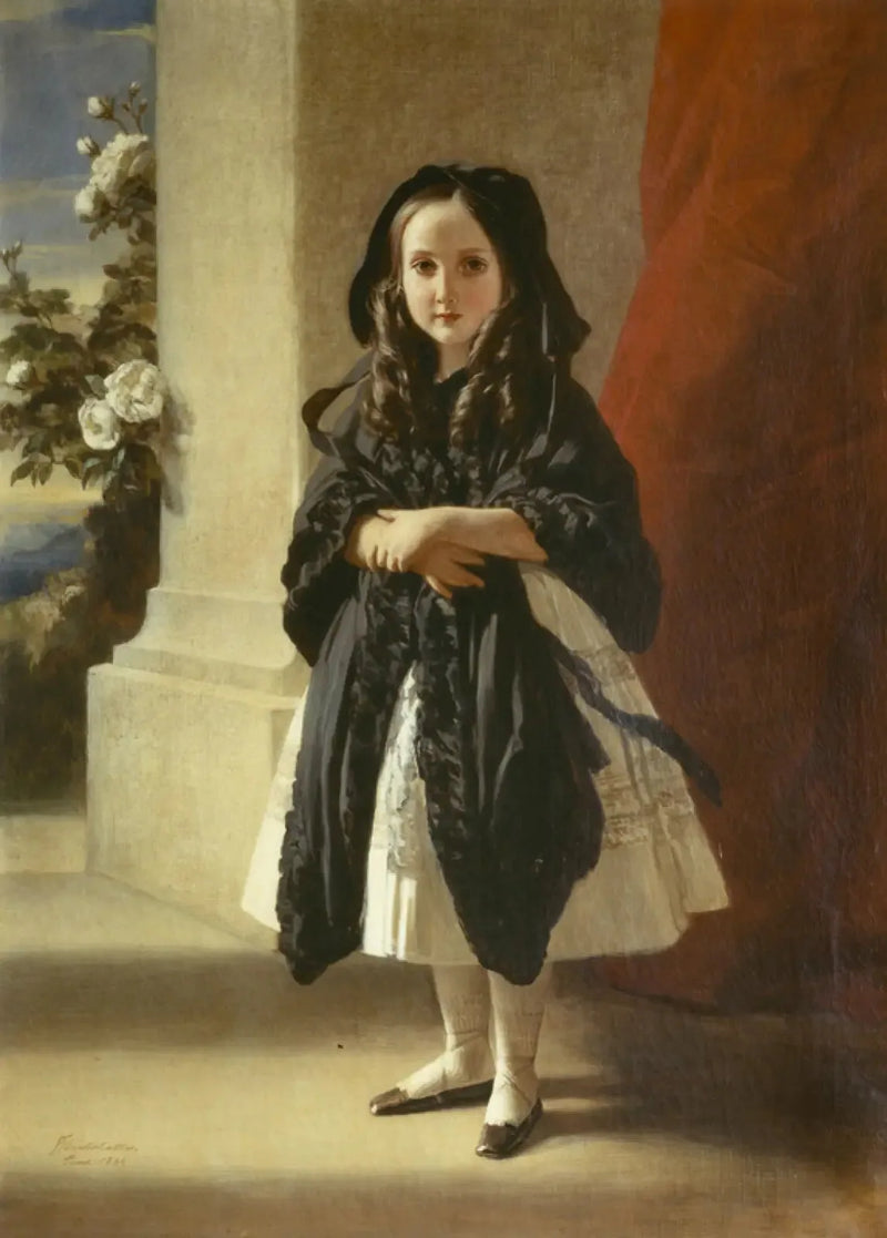 Ganzkörperporträt der Prinzessin Charlotte als Kind mit einem schwarzen Gürtel - Franz Xaver Winterhalter