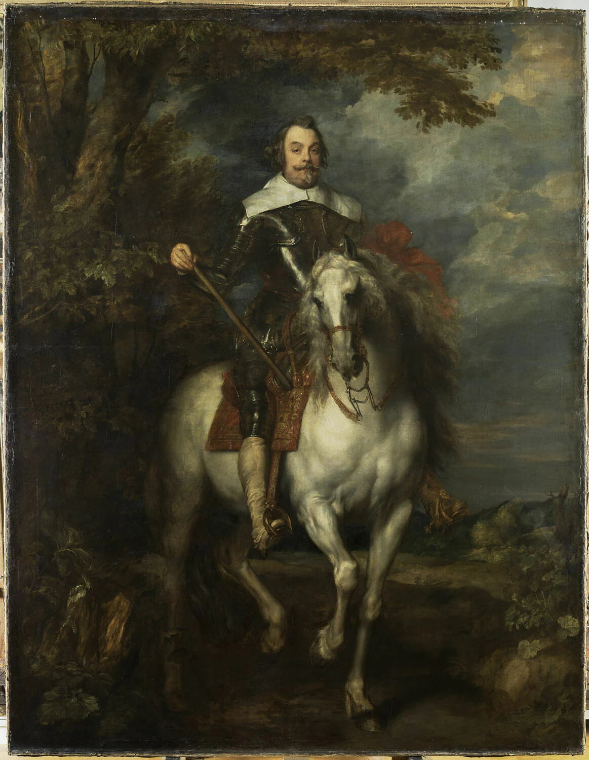 Portrait équestre de Don Francisco de Moncada (1586-1635), troisième marquis d'Aytona et comte d'Ossuna, ambassadeur de Philippe IV d'Espagne à Bruxelles en 1629 puis généralissime des troupes espagnoles dans les Pays-Bas à partir de... - Antoon van Dyck