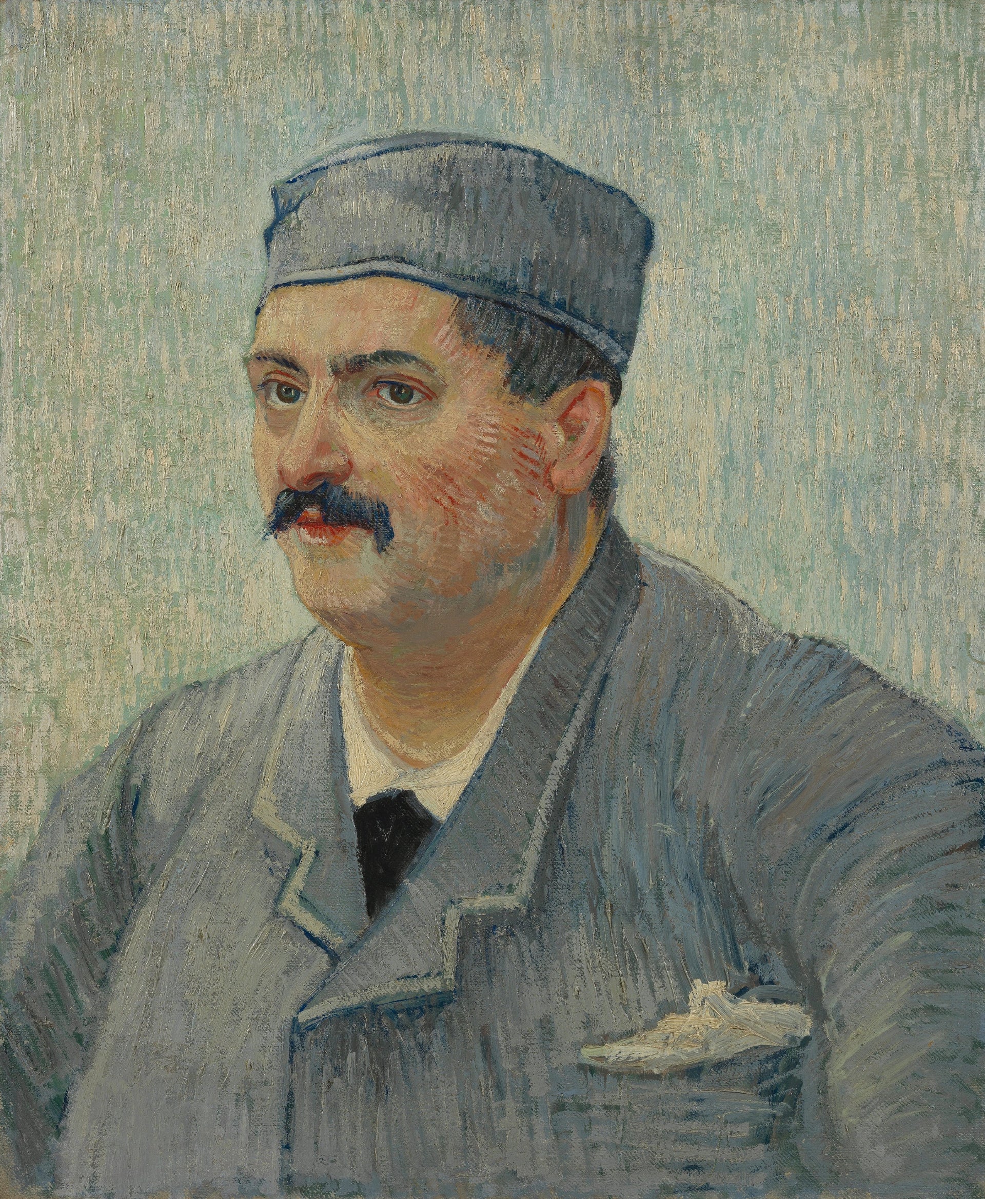 Portrait d’Étienne-Lucien Martin, F289 — restaurateur parisien en veste et bonnet gris peint par Vincent van Gogh