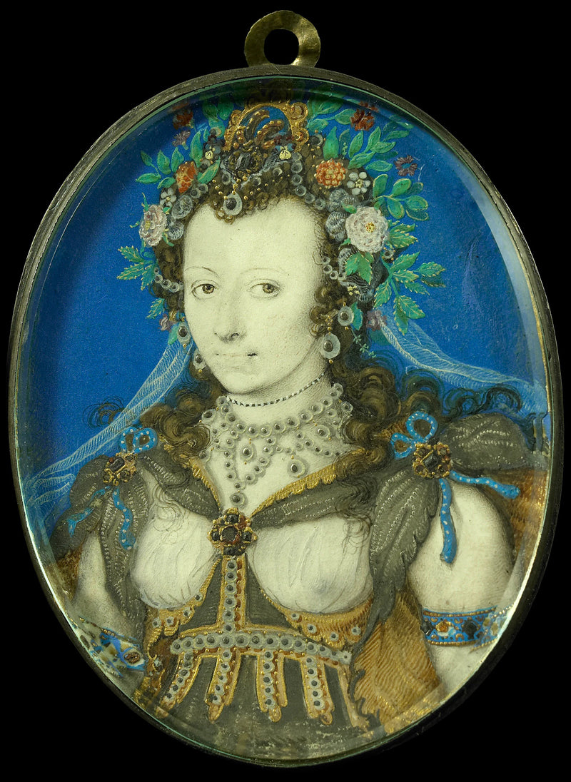 Portrait d'une femme en robe de mascarade comme Flora - Isaac Oliver