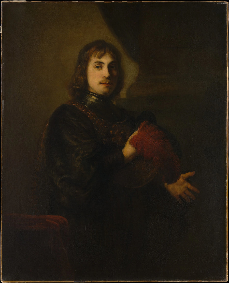 Porträt eines Mannes mit einer Rüstung und einem Federhut - Rembrandt