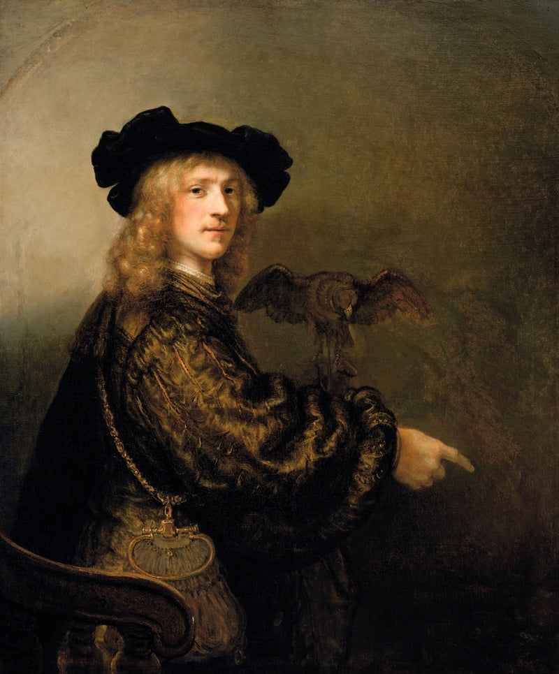 Porträt eines Mannes mit einem Falken - Rembrandt