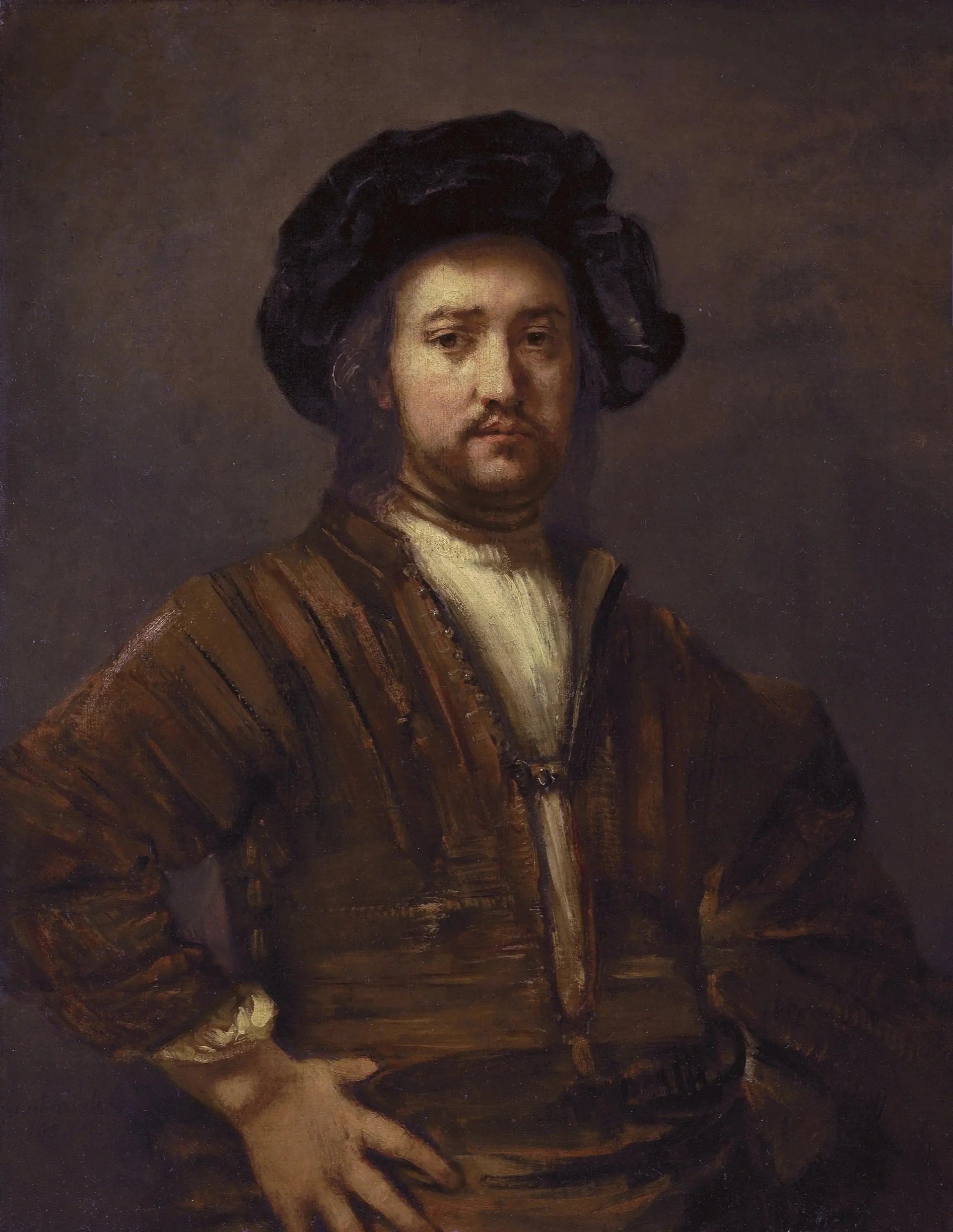 Portrait d’un homme les mains sur les hanches — Rembrandt, 1658, Agnes Etherington Art Centre