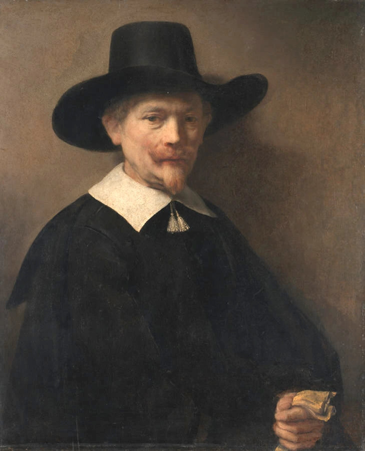 Porträt eines Mannes mit Handschuhen in der Hand - Rembrandt
