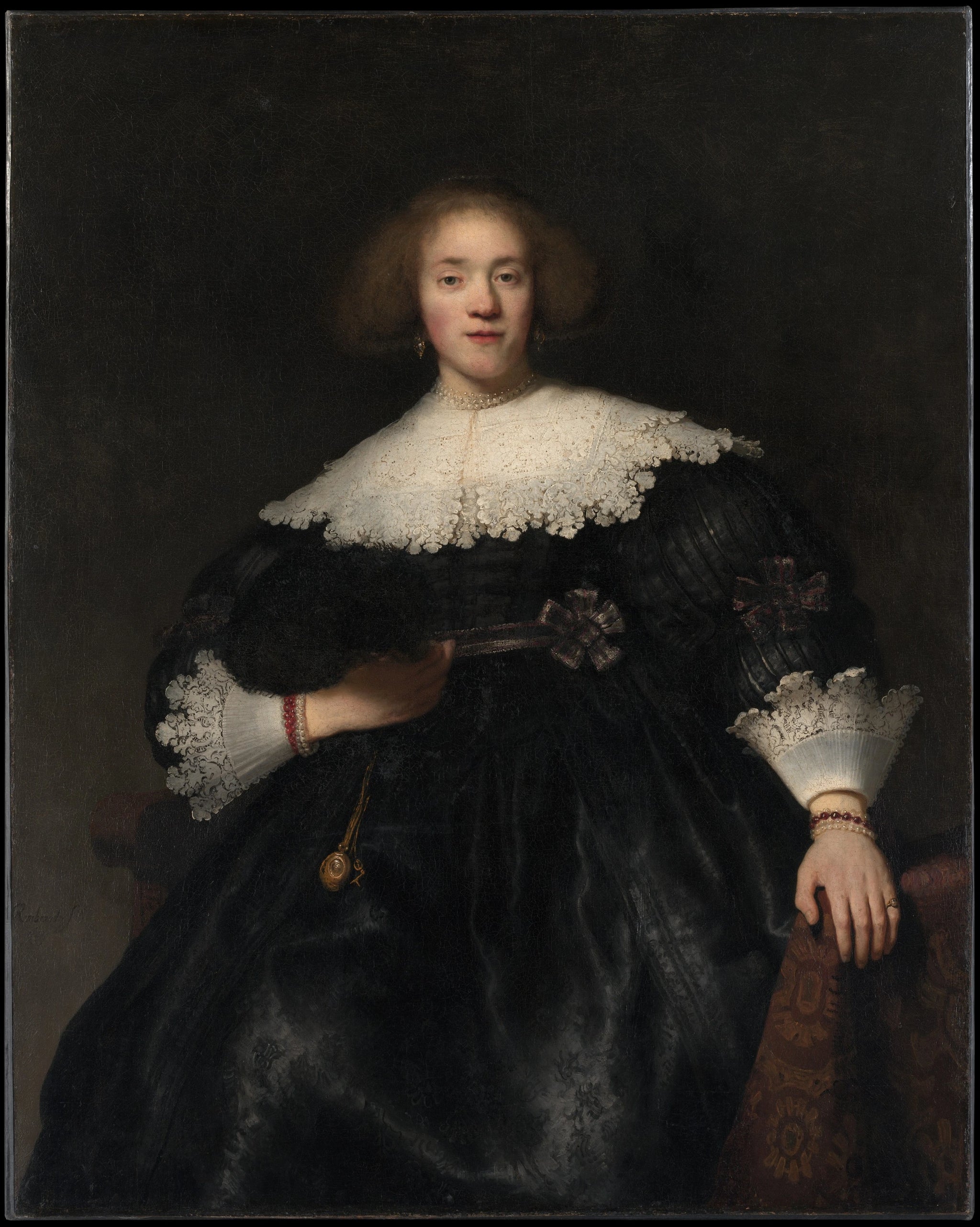 Portrait d’une jeune femme à l’éventail — Rembrandt, 1633, Metropolitan Museum of Art