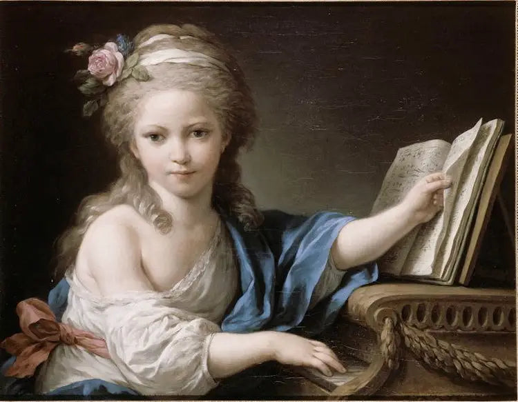 Vermutliches Porträt von Joséphine, Tochter von Bergeret de Grancourt, berührend das Klavier - Louis Jean François Lagrenée