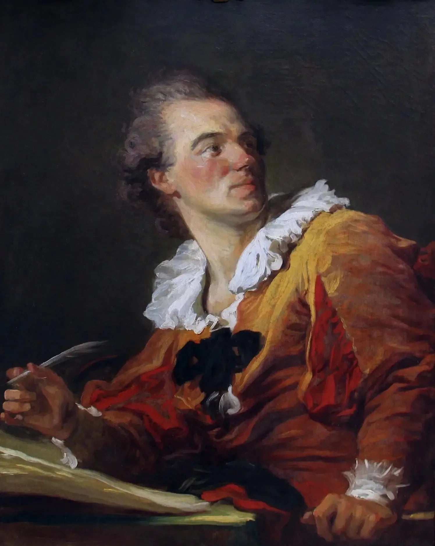 Portrait présumé de Louis-François Prault, dit autrefois : L'Inspiration - Jean-Honoré Fragonard image 1 reproduction artisanale de tableau