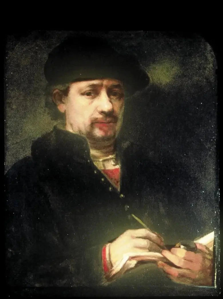 (Auto)Porträt von Rembrandt mit einem Skizzenbuch - Rembrandt