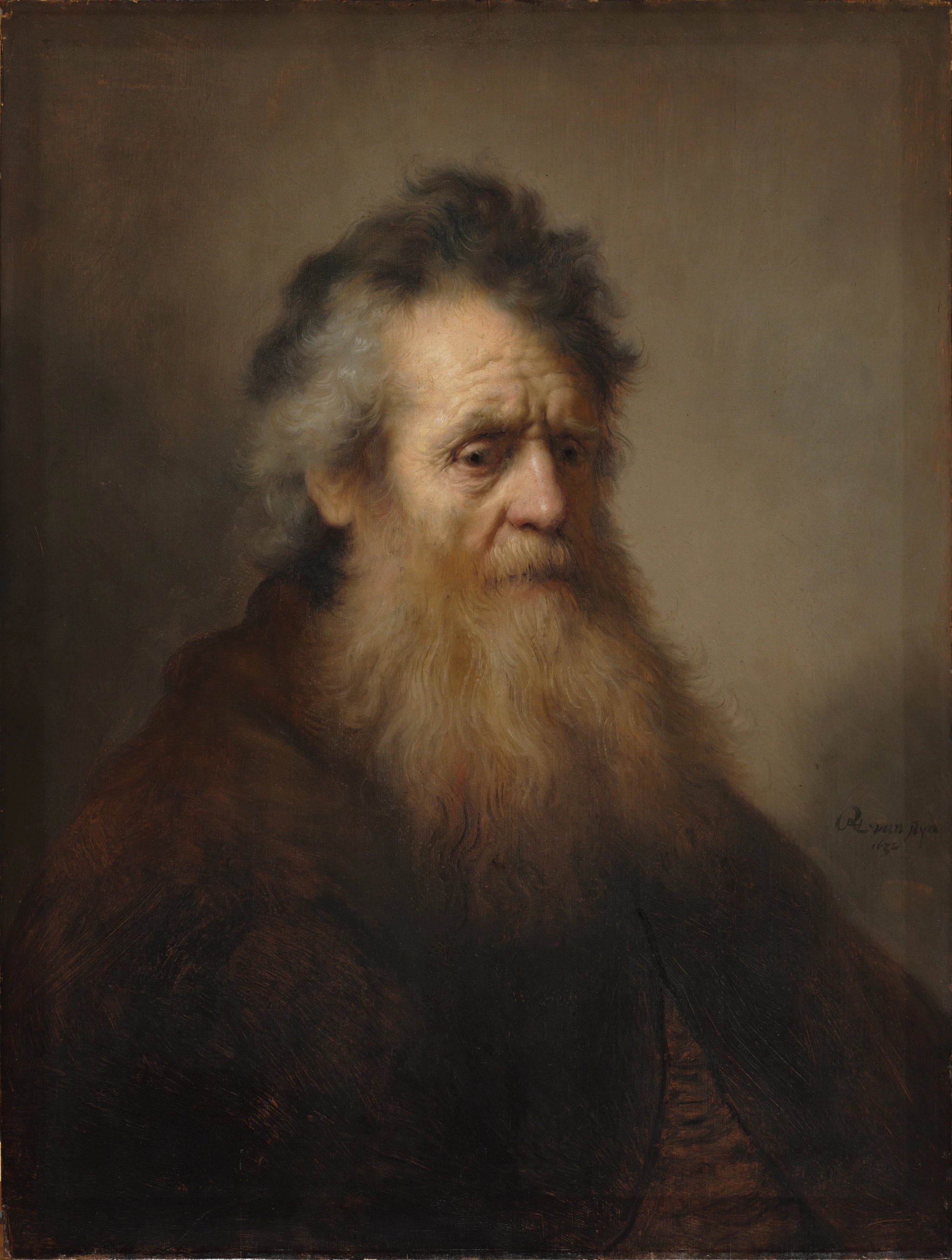 Portrait d’un vieil homme barbu — attribué à Rembrandt, 1632