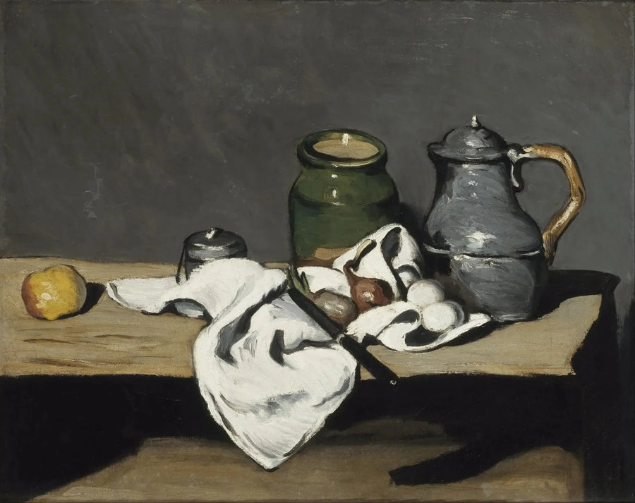 Grüne Vase und Zinnkessel - Paul Cézanne