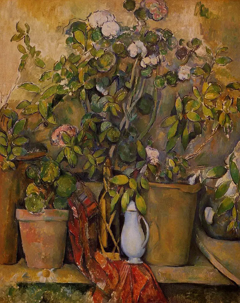 Tontöpfe und Blumen - Paul Cézanne