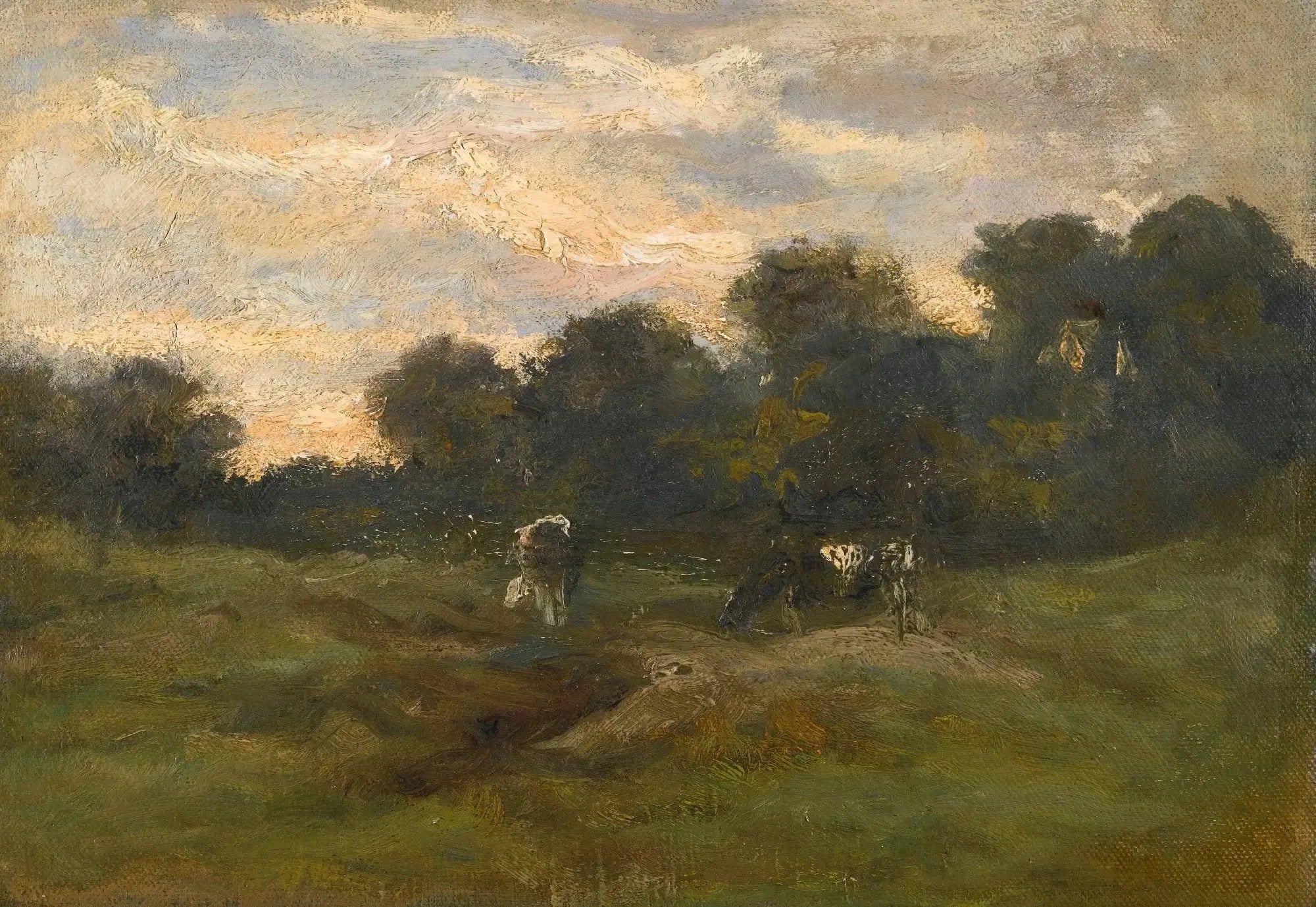 Prairie avec des vaches - Vincent van Gogh image 1 tableau peint à l’huile sur toile