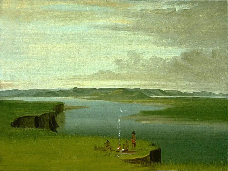 Prairie Bluffs bei Sonnenaufgang, in der Nähe der Mündung des Yellowstone-Flusses - George Catlin