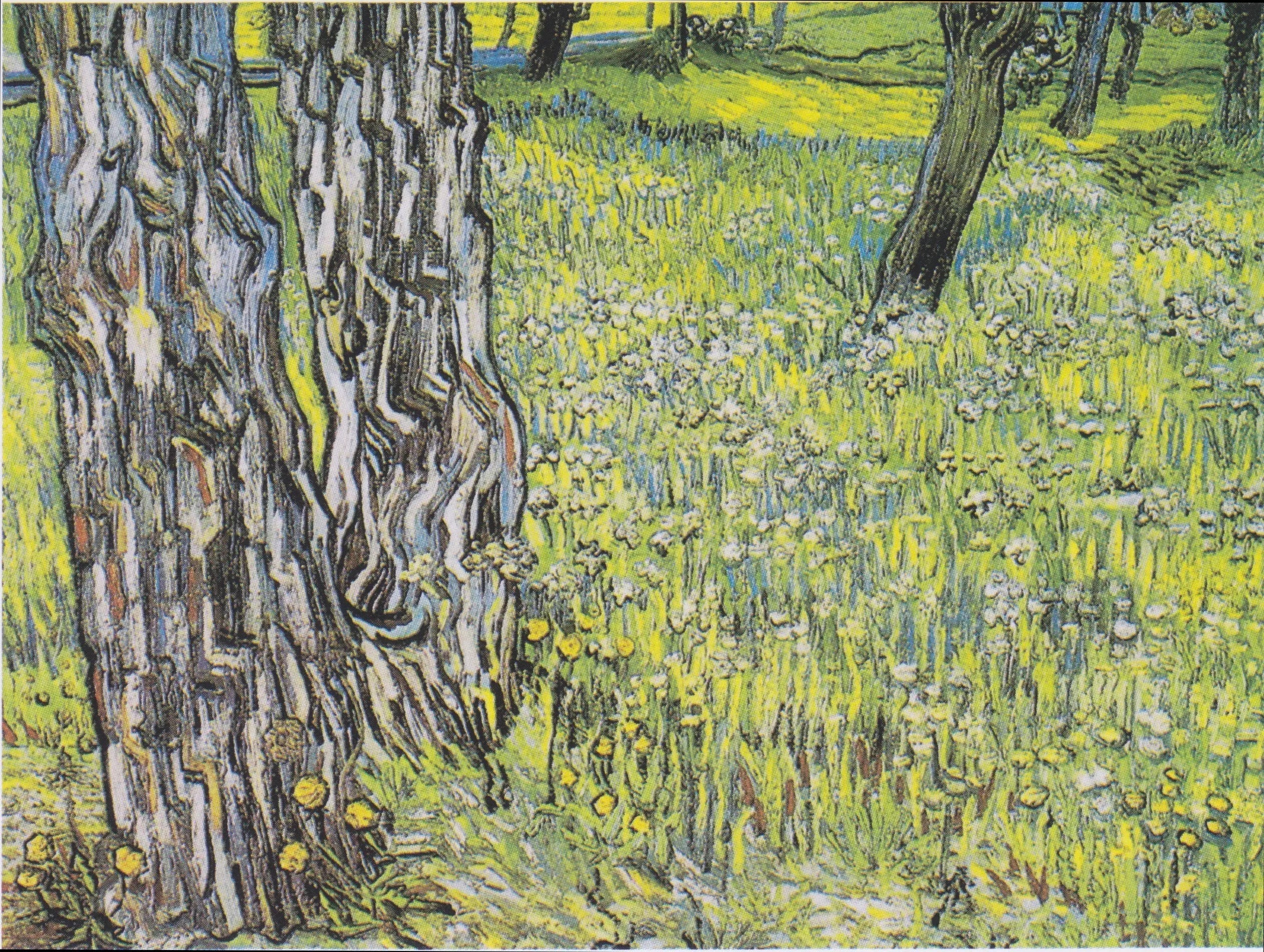 Prairie fleurie avec arbres et pissenlits - Vincent van Gogh image 1 tableau peint à l’huile sur toile