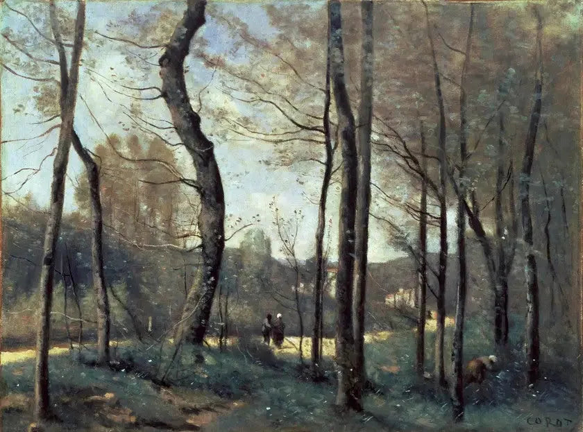 Premières feuilles à Mantes - Jean-Baptiste Camille Corot image 1 reproduction de peinture à l’huile