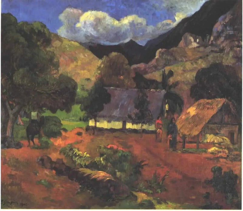 Nahe den Hütten - Paul Gauguin