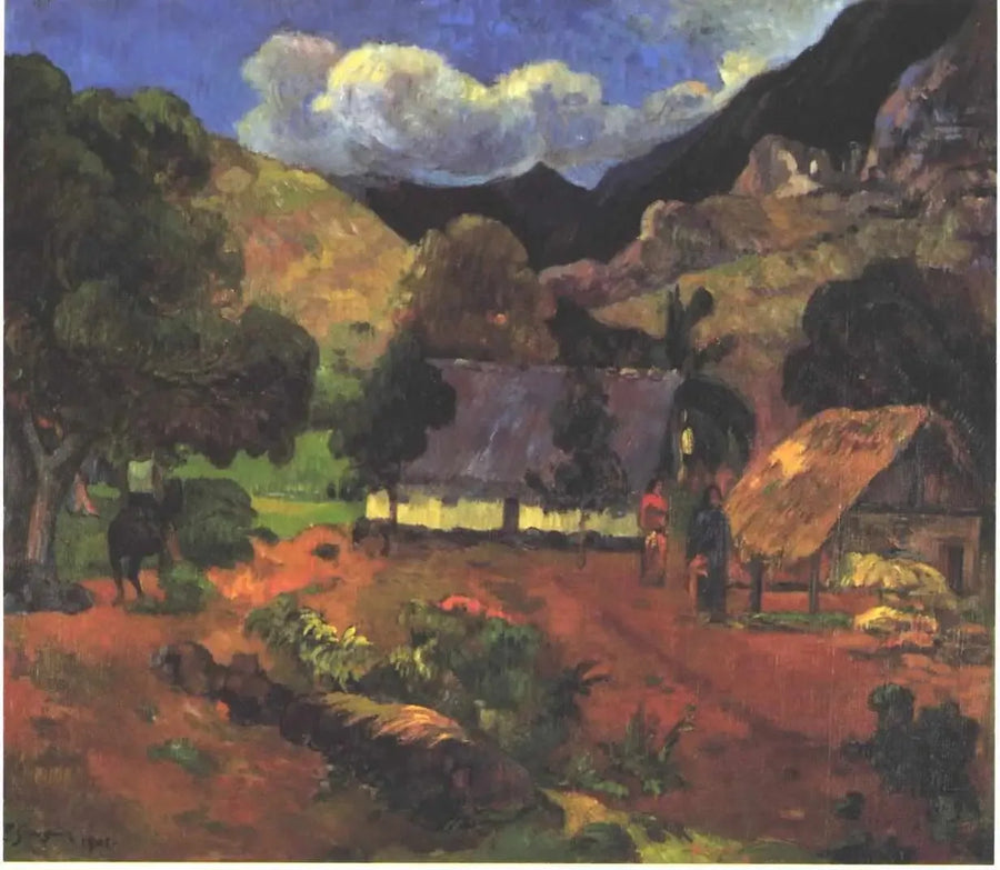 Nahe den Hütten - Paul Gauguin
