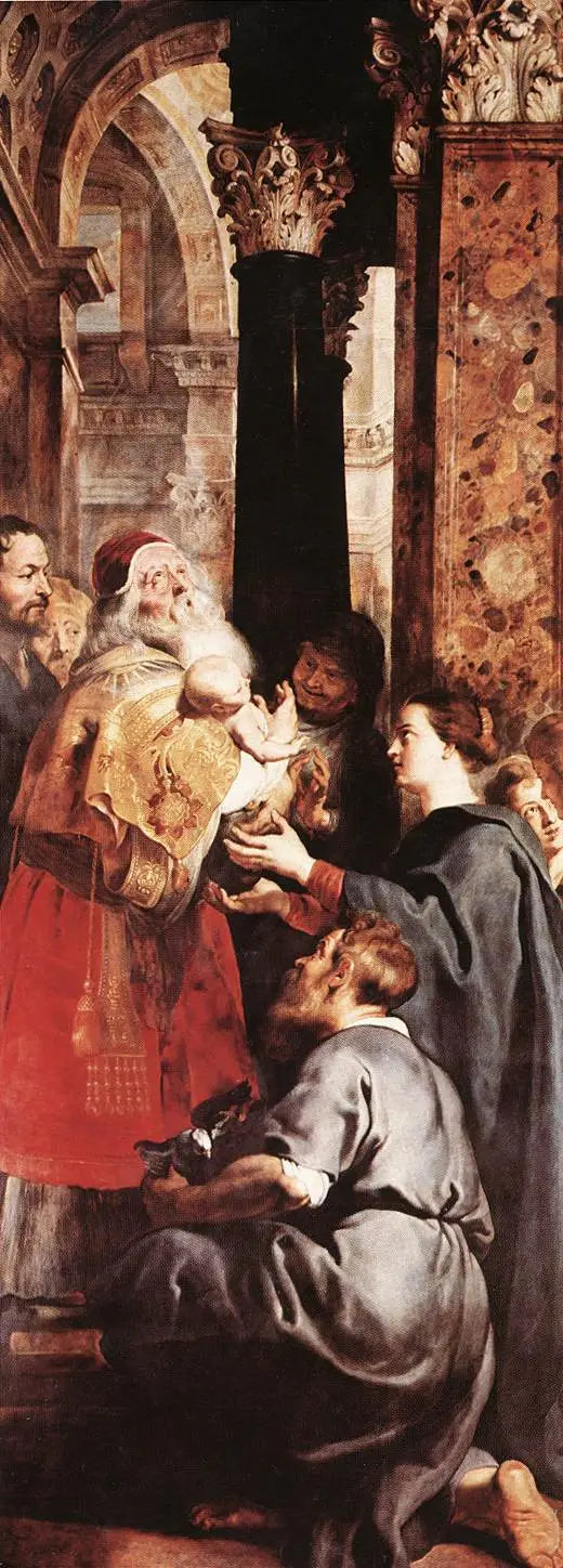 Präsentation im Tempel (rechter Flügel des Triptychons) - Peter Paul Rubens