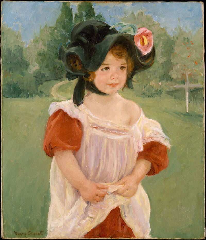 Frühling: Margot steht in einem Garten (Mädchen in einem Garten) - Mary Cassatt