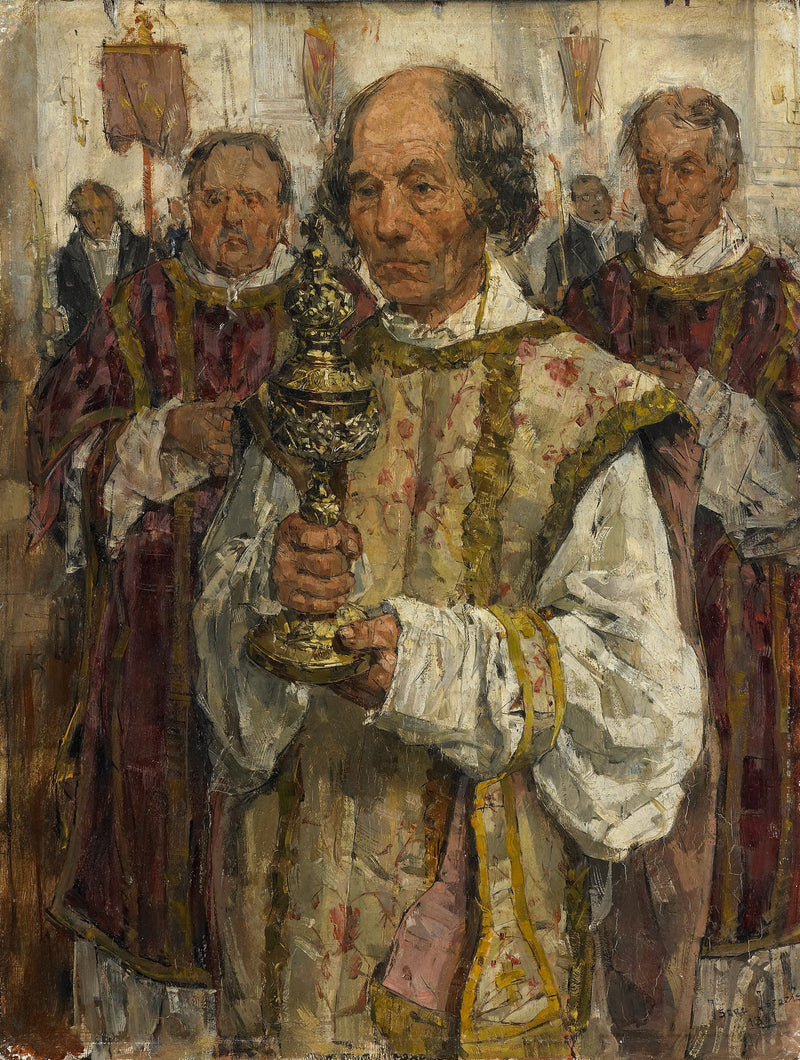 Prozession in der alten katholischen Kirche von Den Haag mit dem Priester Cornelis Hendrikus van Vlooten - Isaac Israel