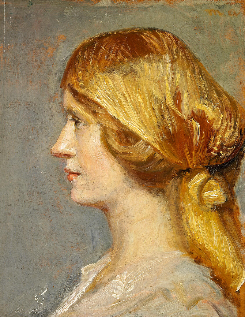 Profil einer jungen Frau mit gelbem Kopftuch. – Michael Peter Ancher