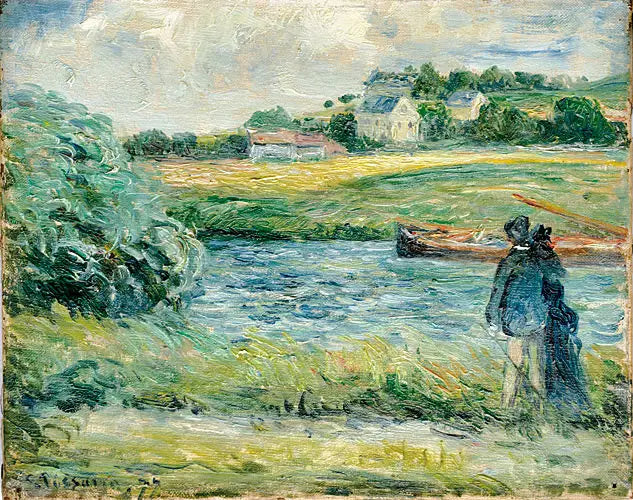 Spaziergang am Ufer, Pontoise - Camille Pissarro