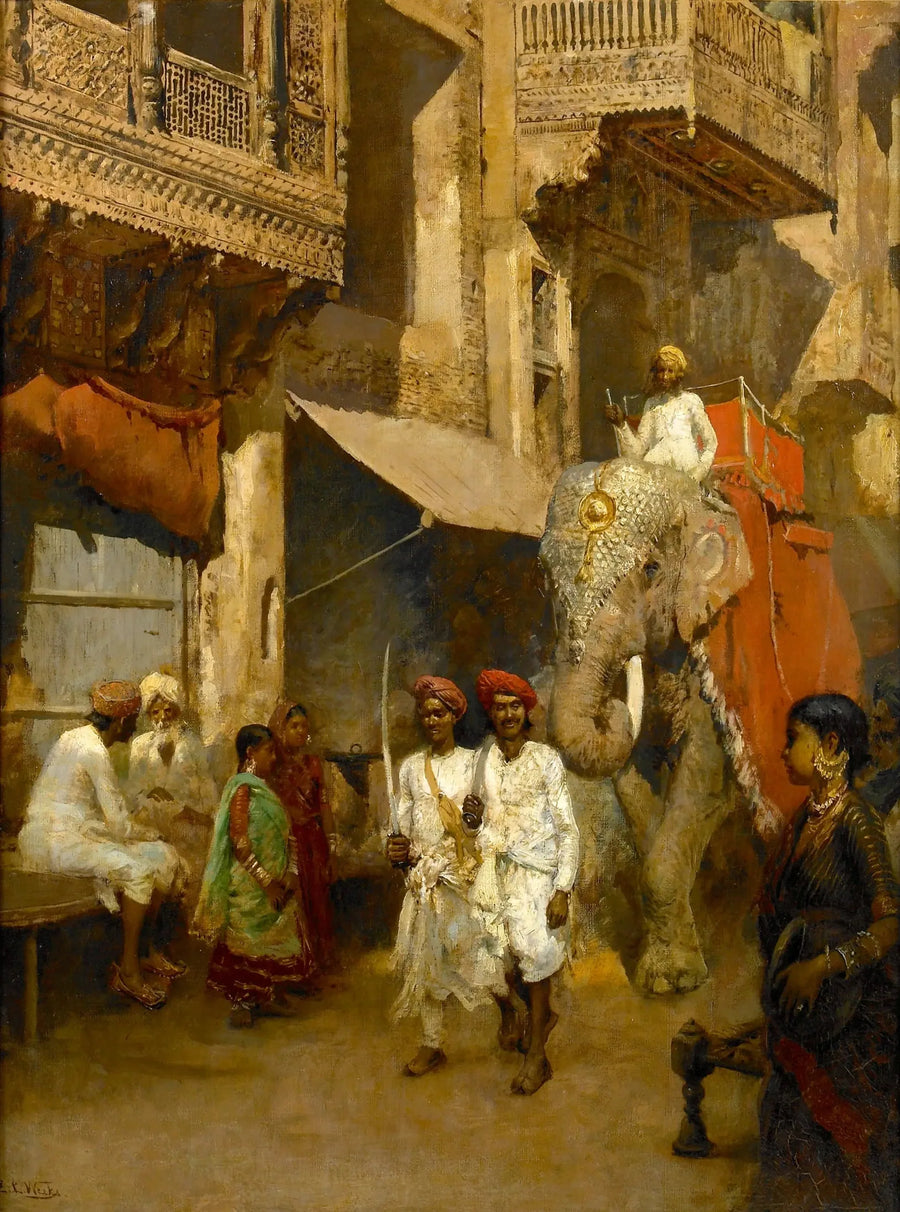 Spaziergang in einer indischen Straße - Edwin Lord Weeks